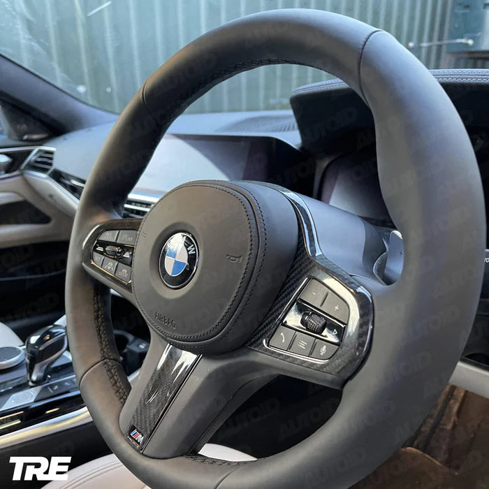 TRE Pre-Preg Carbon Fibre Steering Wheel Trim for BMW M Sport (2018-2024, F40 F44 G20 G21 G42 G30) - Reinhart Autohaus