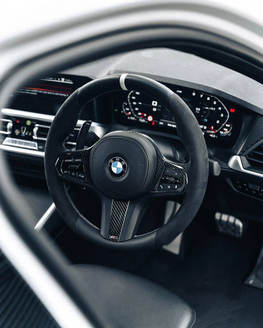 TRE Pre-Preg Carbon Fibre Steering Wheel Trim for BMW M Sport (2018-2024, F40 F44 G20 G21 G42 G30) - Reinhart Autohaus
