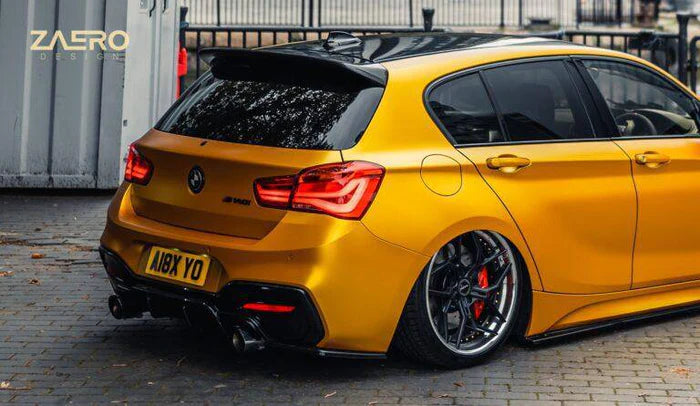 BMW 1 Series, M135i & M140i F20 F21 LCI EVO-1 Gloss Black Diffuser Side Spat Flap Extensions by ZAERO (2015-2019) - Reinhart Autohaus