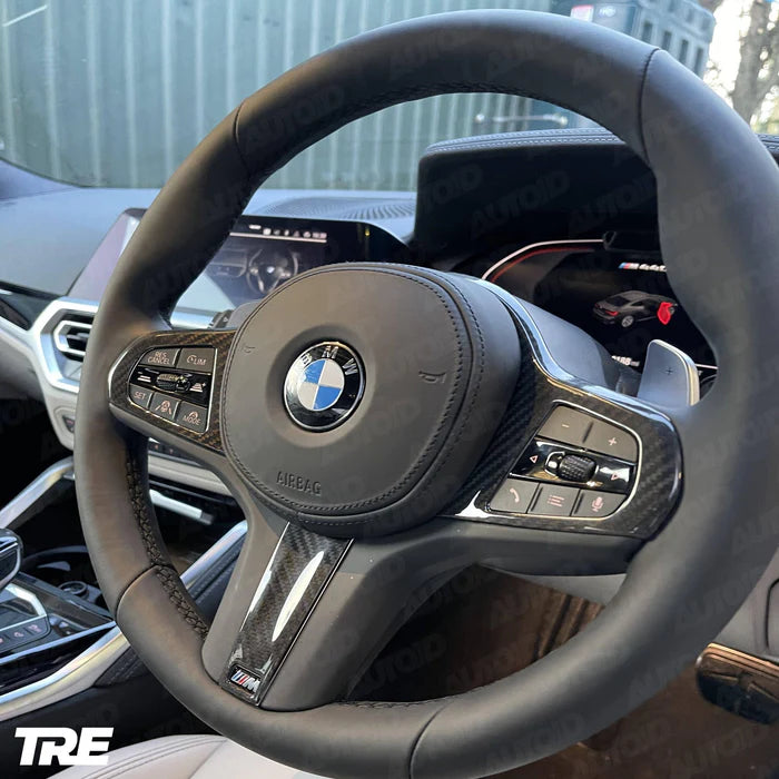 TRE Pre-Preg Carbon Fibre Steering Wheel Trim for BMW M Sport (2018-2024, F40 F44 G20 G21 G42 G30) - Reinhart Autohaus