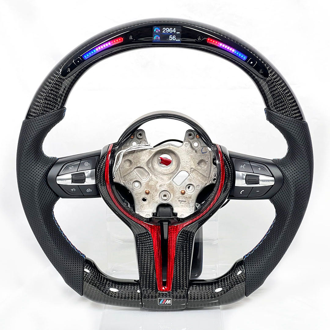 BMW F20/F21/F30 M2 F87 M3 F80 M4 F82 & M5 F90 CUSTOM CARBON FIBRE & GALAXY LED STEERING WHEEL BY TDD - Steering Wheel