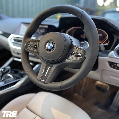 TRE Pre-Preg Carbon Fibre Steering Wheel Trim for BMW M Sport (2018-2024, F40 F44 G20 G21 G42 G30) - Reinhart Autohaus