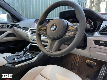 TRE Pre-Preg Carbon Fibre Steering Wheel Trim for BMW M Sport (2018-2024, F40 F44 G20 G21 G42 G30) - Reinhart Autohaus