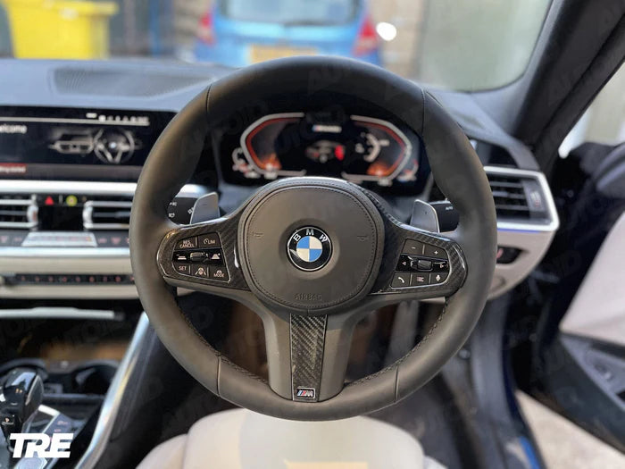 TRE Pre-Preg Carbon Fibre Steering Wheel Trim for BMW M Sport (2018-2024, F40 F44 G20 G21 G42 G30) - Reinhart Autohaus