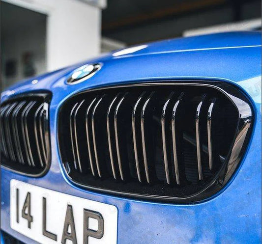 BMW 1 Series, M135i & M140i F20 F21 LCI Gloss Black Kidney Grilles (2015-2019) - Reinhart Autohaus
