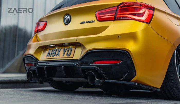 BMW 1 Series, M135i & M140i F20 F21 LCI EVO-1 Gloss Black Diffuser Side Spat Flap Extensions by ZAERO (2015-2019) - Reinhart Autohaus