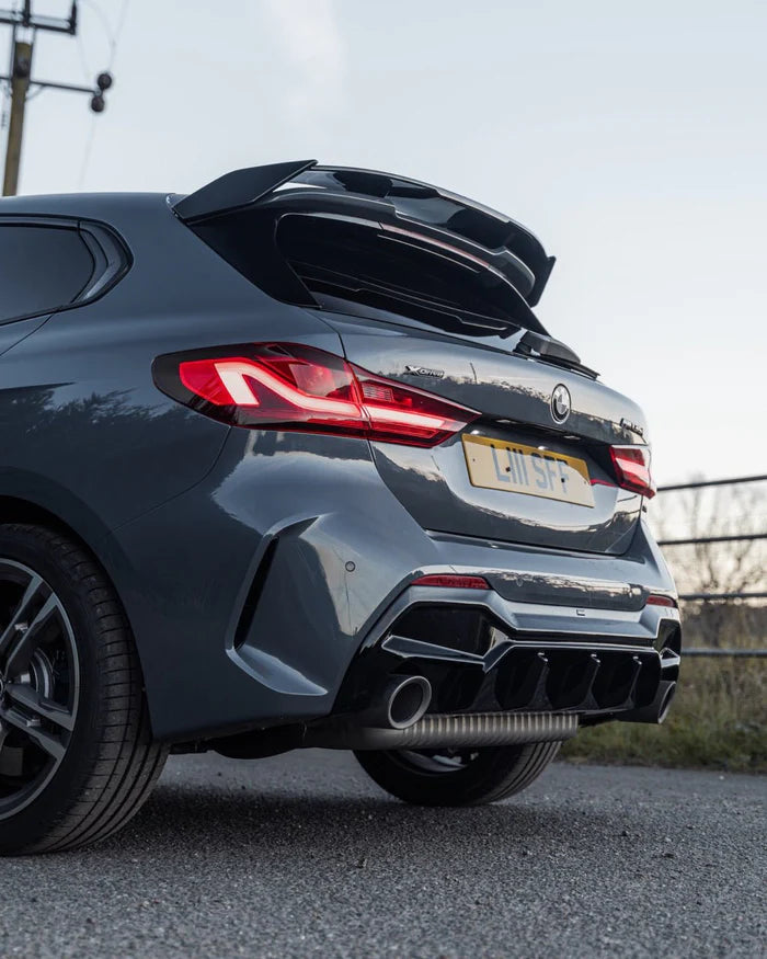 BMW M135i & 1 Series Dual Exit (128ti, 120d, 120i) F40 EVO-1 Gloss Black Rear Diffuser by ZAERO (2019-2024) - Reinhart Autohaus
