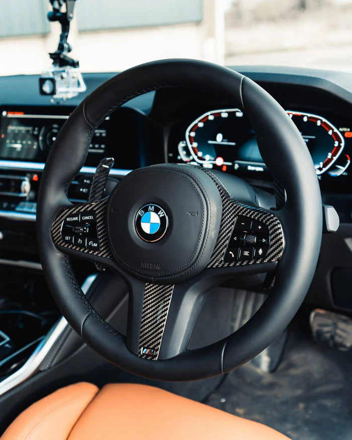 TRE Pre-Preg Carbon Fibre Steering Wheel Trim for BMW M Sport (2018-2024, F40 F44 G20 G21 G42 G30) - Reinhart Autohaus