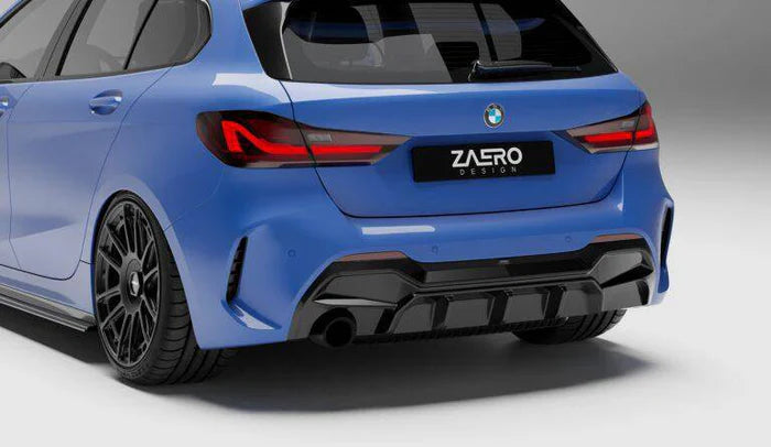 BMW 1 Series M Sport F40 Single Exit (116i 116d 118i 118d) EVO-1 Gloss Black Rear Diffuser by ZAERO (2019-2024) - Reinhart Autohaus