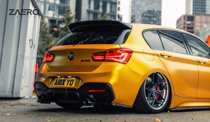 BMW 1 Series, M135i & M140i F20 F21 LCI EVO-1 Gloss Black Diffuser Side Spat Flap Extensions by ZAERO (2015-2019) - Reinhart Autohaus