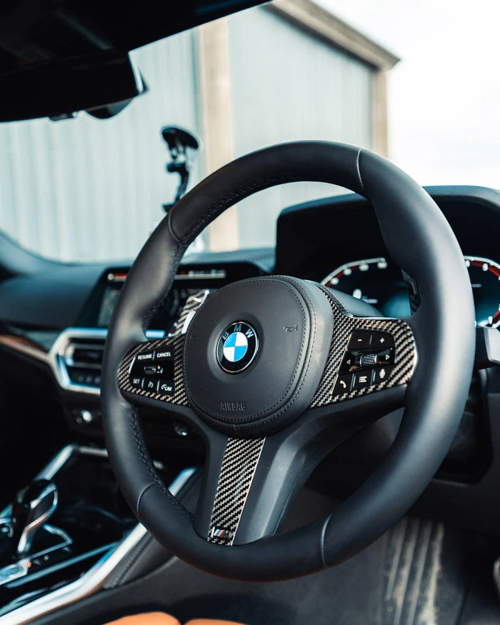 TRE Pre-Preg Carbon Fibre Steering Wheel Trim for BMW M Sport (2018-2024, F40 F44 G20 G21 G42 G30) - Reinhart Autohaus