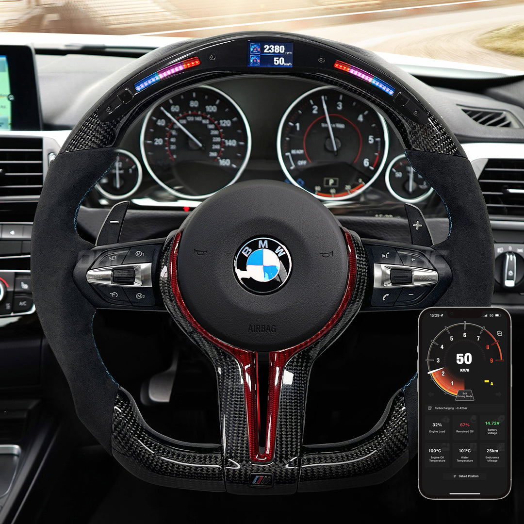 BMW F20/F21/F30 M2 F87 M3 F80 M4 F82 & M5 F90 CUSTOM CARBON FIBRE & GALAXY LED STEERING WHEEL BY TDD - Steering Wheel