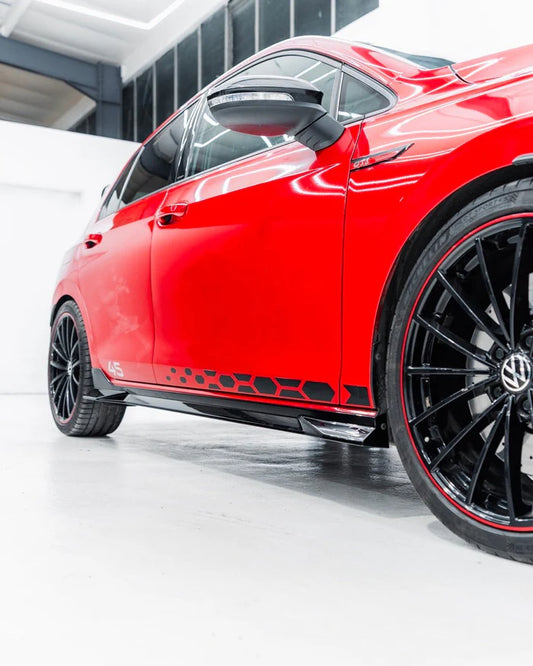 VW Golf / Golf GTI / Golf R Mk8 & Mk8.5 EVO-1 Gloss Black Side Skirts by ZAERO (2020+) - Reinhart Autohaus