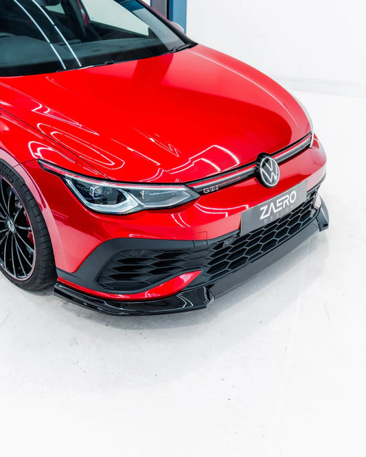 VW Golf GTI Clubsport Mk8 EVO-1 Gloss Black Front Splitter by ZAERO (2020+) - Reinhart Autohaus
